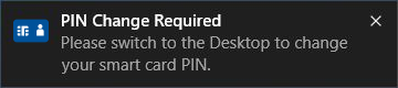 PIN change required notification.